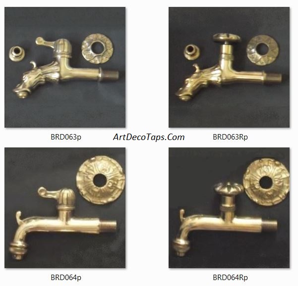 Decorative outdoor taps in brass