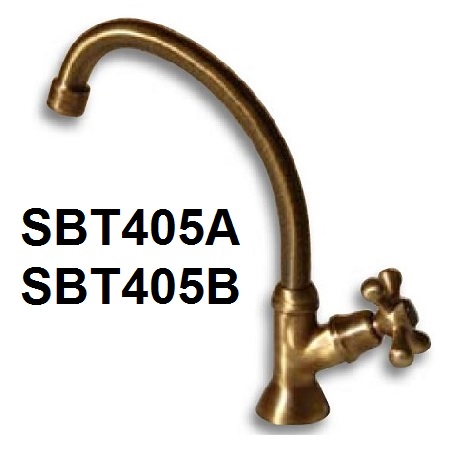Deck mountable water tap for rustic sink in brass