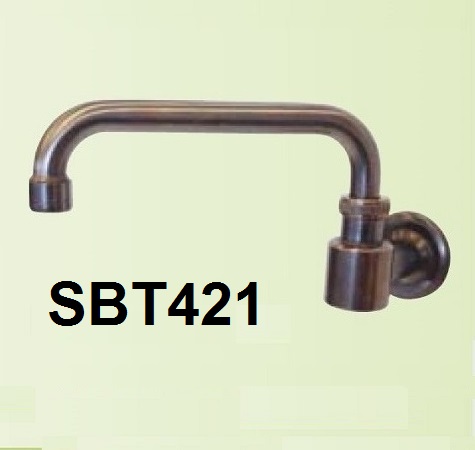Rustic wall mountable tap for farmhouse sink in brass
