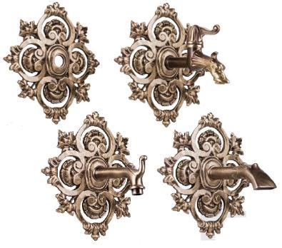 Large ornamental back plates for taps and spigots