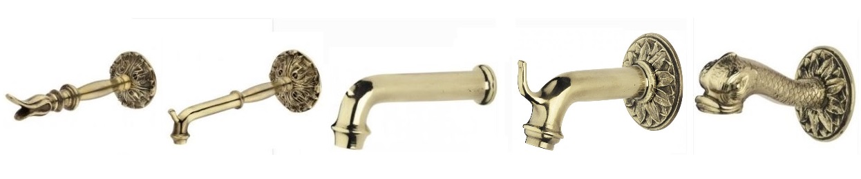 Continuous water fountain spouts in brass