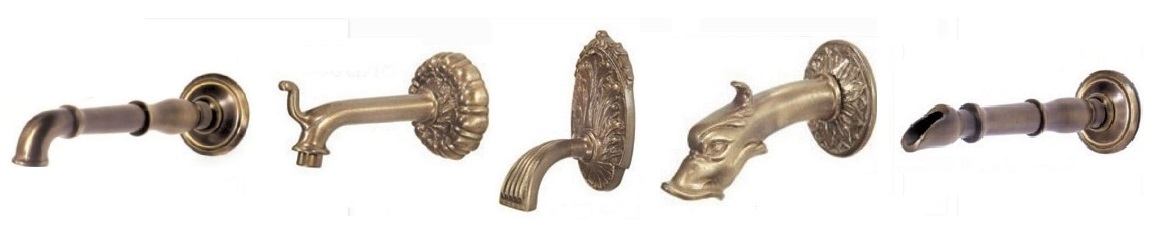 Continuous water spout for wall fountain in bronze