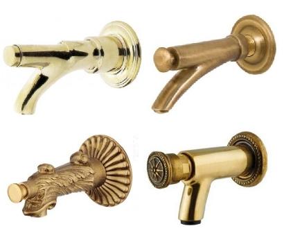 Press button taps for fountains in brass