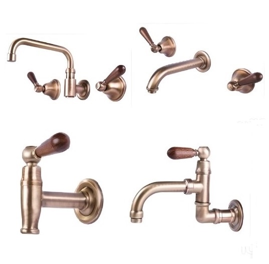 Retro styles taps and faucets with wooden handles